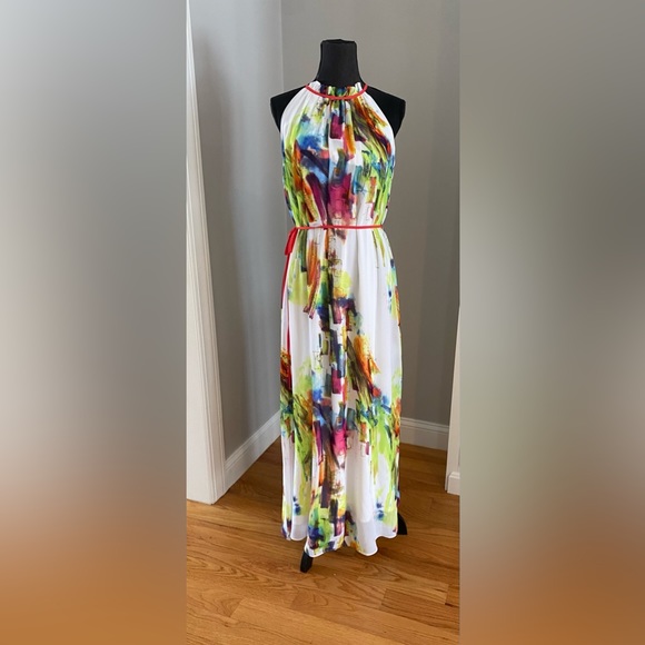 Women’s Chetta B Beautiful Sleeveless Multi-Color Maxi Dress, Size 10 - Picture 1 of 6